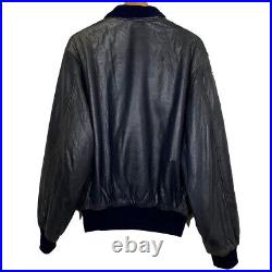 Veste Blouson En Cuir Noir Vintage 80's Chevignon (Made In France)