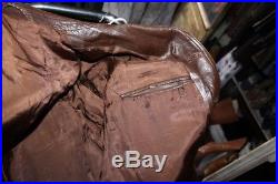 Veste Blouson blazer cuir marron véritable vintage années 70 original Taille L