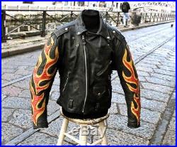 Veste Blouson en cuir Ashe Gee style Harley Davidson moto vintage byker tg L