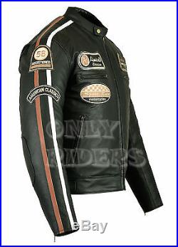 Veste En Cuir Moto Homme, Vintage, Cafe Racer, Leather Jacket, Blouson, Noir