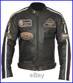 Veste En Cuir Moto Homme, Vintage, Cafe Racer, Leather Jacket, Blouson, Rocker