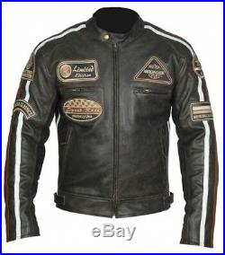Veste En Cuir Moto Homme, Vintage, Cafe Racer, Leather Jacket, Trike, Rocker