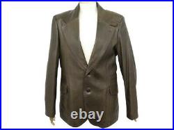 Veste Gucci Cintree En Cuir Marron M 48 Blouson Brown Leather Jacket Vest 2700