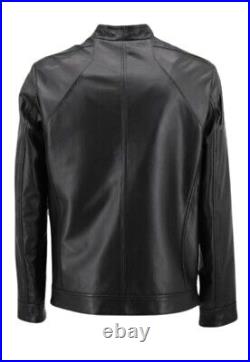 Veste Homme en Cuir Julian Noir Nappa Agneau Cuir Véritable Blouson Motard