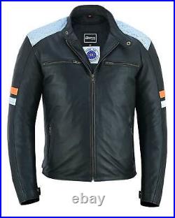 Veste Moto Cuir Homme Coupe Slim, Blouson Moto, Biker Jacket Noir CE