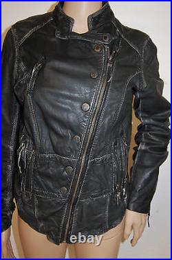 Veste PERFECTO en Cuir Pepe Jeans Lacé Noir blanchi Blouson lacé asymétrique M/3