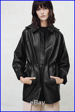 Veste Parka en cuir IRIS & INK manteau blouson leather jacket coat maje