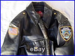 Veste Police New York Blouson Cuir T. 48 Us Skäggerac Leather Jacket Lederjacke