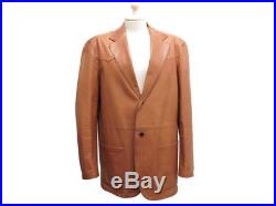 Veste Prada En Cuir Marron 52 It 56 Fr XL Blouson Manteau Leather Jacket 2800