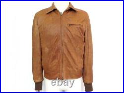 Veste Stewart Blouson 48 M En Cuir Camel Manteau Leather Jacket Coat 1077