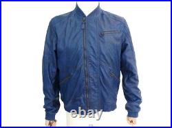 Veste Strellson Blouson 48 M En Cuir Bleu Blue Leather Jacket Vest 560