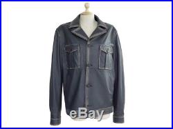 Veste Tod's Taille 50 L Blouson En Cuir Bleu Blue Leather Jacket Coat 2900