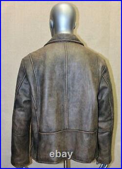 Veste blouson LEVI'S vintage cuir marron effet vieilli taille XL