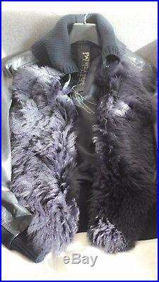 Veste blouson PATRIZIA PEPE 38/40 I46 cuir peau lainée agneau bleu