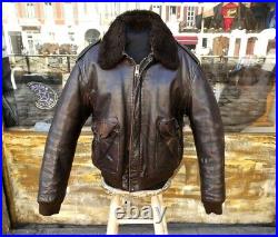 Veste blouson cuir marron vintage Schott 184sm flight jacket L/XL