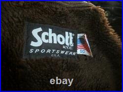 Veste blouson cuir marron vintage Schott 184sm flight jacket L/XL