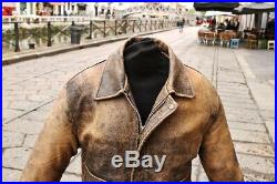 Veste blouson en cuir de moto aviateur vintage taille L pour homme