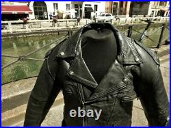Veste blouson en cuir de moto vintage biker caferacer Vip perfecto taille L