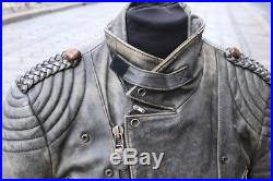 Veste blouson en cuir gris original moto IXS vintage 70 ans taille M
