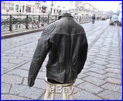 Veste blouson en cuir gris original moto IXS vintage 70 ans taille M