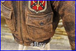 Veste blouson en cuir marron Avirex G1 Top Gun original vintage taille XL
