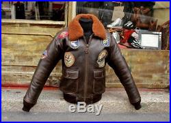 Veste blouson en cuir marron SCHOTT G1 Top Gun original vintage taille M/L