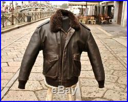 Veste blouson en cuir marron SCHOTT original aviateur made in U. S. A. 44 (L EU)