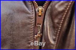 Veste blouson en cuir marron Schott 184 sm original vintage taille L/XL