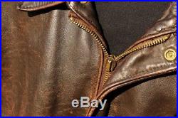 Veste blouson en cuir marron Schott original années 80 vintage taille grande