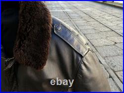 Veste blouson en cuir marron foncé SCHOTT 184sm vintage taille 54 eu (XL)