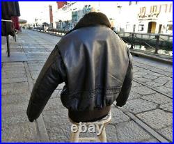 Veste blouson en cuir marron foncé SCHOTT 184sm vintage taille 54 eu (XL)