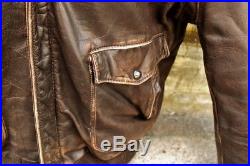 Veste blouson en cuir marron vieilli Schott 184 sm original vintage taille L
