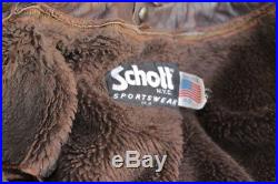 Veste blouson en cuir marron vieilli Schott 184 sm original vintage taille L