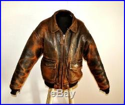 Veste blouson en cuir marron vieilli rare AVIREX G1 original aviateur taille XL