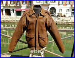 Veste blouson en cuir marron vintage Avirex A2 Pin up flight jacket M usa (L eu)