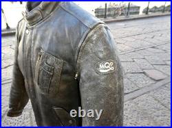 Veste blouson en cuir perfecto biker gris agé vintage moto Mqp taille L