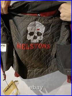 Veste blouson moto CE Helstons Femme Cuir Canyon rouge Doublure Harley Triumph