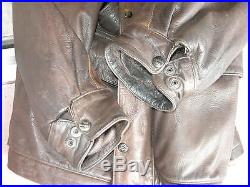 Veste caban blouson Mac DOUGLAS cuir marron parka bomber jacket leather XL