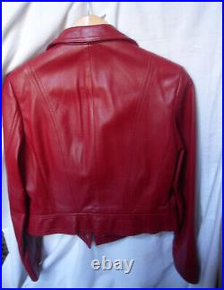 Veste cuir-blouson souple ajusté T40-rouge magenta-poches -fermeture éclair-NEUF