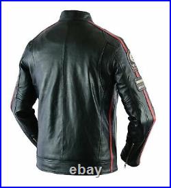 Veste de moto en cuir vintage, veste de motard d'été, veste pour hommes