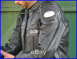 Veste en cuir pour les protections approuvées moto noir homme
