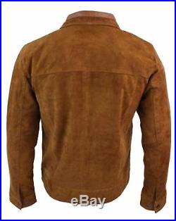 Veste en cuir suédé véritable style classique vintage rétro avec fermeture zip