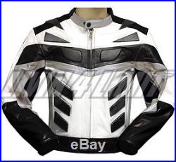 Veste moto blouson en cuir pour motard blanc-noir neuf