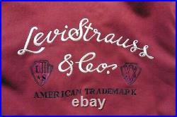 Vintage Blouson Teddy homme Levi Strauss Levi's laine rouge manches cuir écru