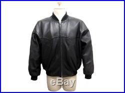 Vintage Blouson Yves Saint Laurent L 50 Manteau En Cuir Noir Veste Jacket 3490