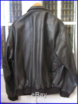 Vintage Veste Blouson Faconnable Tbe Leather Jacket Cuir Marron Fonce Taille L