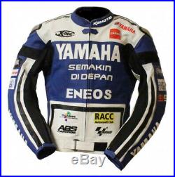 Yamaha Moto En Cuir De Veste Armure Racing Motorcycle Leather Jacket EU 46-60