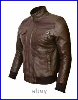 Zayn Leather Homme Véritable Cuir Marron Vintage Classique Blouson Rétro Motard